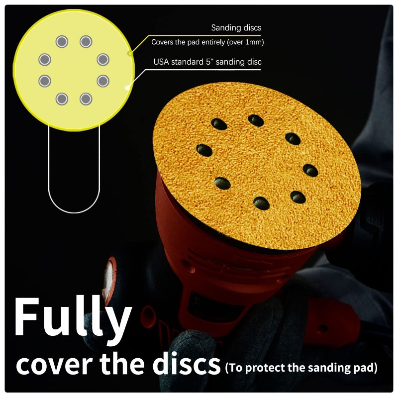Faoyoon 5 Inch Sanding Discs Hook and Loop | 40 Grit Sandpaper | Orbital Sander Pads | Sand Paper for Automotive and Woodworking | 50 Pack - Image 2